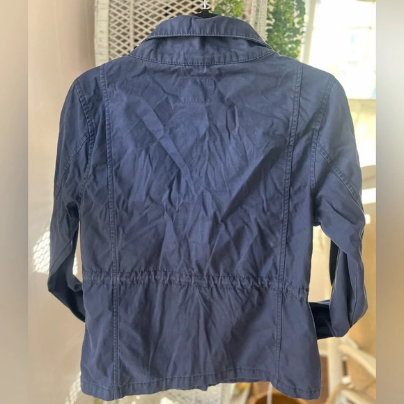 Old Navy Blue Zippered Cargo Utility Jacket Size Medium 100% Cotton High Collar - Picture 4 of 11